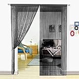 HSYLYM, Perlenvorhang für Türen, Wohnzimmer, als Raumteiler oder Dekoration, Textil, Schwarz, 90x200cm