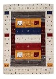 carpetfine Wollteppich Gabbeh Soni Multi 140x200 cm | Moderner Teppich für Wohn- und S