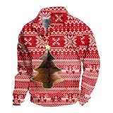 Black Friday Angebote Herren Ugly Christmas Sweater Basic Strickpullover Stehkragen Shirt Athleisure Funny Weihnachtshirt Weihnachtspullover Pullover Herren Strick（Hot Pink，XXL）