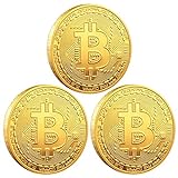 Bitcoin Münze - 3 Stücke Physische Bitcoin,BTC Münze Kunst Sammlung Physische,Blockchain Virtuelle Währung Gedenkmünzen, Perfekt für Jeden Bitcoin Coin Fan, Mit Münz Schutzhülle (3 STÜCKE Bitcoin BTC)