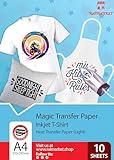 Transferpapier/Bügelpapier für HELLE Textilien/Stoffe von Raimarket | 10 Blatt | A4 Inkjet Bügeleisen auf Papier/Transferfolie/T-Shirt-Transfers | Textilefolien | DIY Stoffdruck (10)