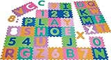 Playshoes 308738 – Puzzlematte für Babys und Kinder, Buchstaben und Zahlen, Spielmatte Spielteppich Schaumstoffmatte, 36-teilig, mehrfarbig