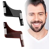 2 Stück Bartschablonen, Bart Konturen Schablone, Fachmann Bart Schablone, Bartformen für Kinnbart Koteletten Hals, Bartkamm Styling Tool Bartpflege für Vollbart und 3 Tage B