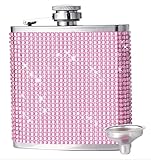 Flachmann Frauen Flachmann Klein, Quadrat Diamant 180Ml(6Oz) Whisky Mini Flachmann mit Trichter, Tragbar Edelstahl Flachmann Zum Wandern, Klettern, Angeln, Camping