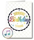 PlayMegram bespielbare Audio-Geburtstagskarte mit USB und 128 MB Speicher, Für Sprachnachrichten und Musik (MP3), Audiogrußkarte, Glückwunschkarte, Happy Birthday Grußkarte, Kreative Geschenkidee