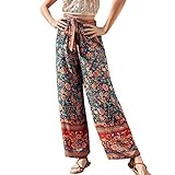 Damen Hohe Taille Skinny Jeans Casual Stretch Lange Hose mit Taschen Damen Casual Floral Bequem Hohe Taille Boho Bell Active Weite Schleife Weiche Bein Hose, rot, XL