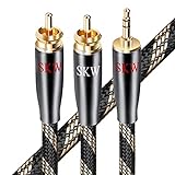 SKW Audiophiles Audio Kabel 3.5mm Klinke auf 2 Cinch Y Splitter Stereo Audio Kabel (3M, Schwarz)