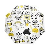 Weißer Schwarzer Panda Regenschirm Automatik Auf-Zu Taschenschirm Umbrella Kompakt Schirme für Jungen Mädchen Strand Frauen