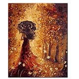 Home Bild Wand Bilder Für Die Rückansicht Einer Frau Mit Regenschirm Gemälde Bild Heimdekoration 40X50Cm（Rahmenlos）