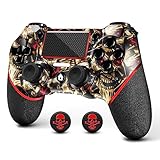 AceGamer Wireless Controller für PS4, Game Controller kompatibel mit PS4/Pro/Slim/PC Gamepad mit Turbo/Zurück Taste/Dual Vibration/6-Achsen Gyro Sensor/Touchpanel, Bonus 2 Thumb Grips-Gold Sk