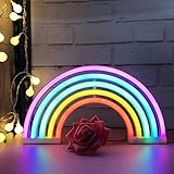 Regenbogen LED Leuchtreklamen Kunst Bunte Neon Lampe Nachtlichter Innenwanddekor für Home Party Jubiläum Valentinstag Geschenke Schlafzimmer Dekoration (rainbow)