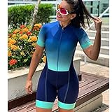 Damen Radfahren Anzug Kurzarm Einteiler Professioneller Sportkleidung Triathlon Race Bike Bodysuit Schnell Enge Overall (Color : 1, Size : Large)