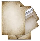 Logbuch-Verlag 100 Blatt vintage Briefpapier beidseitig bedruckt DIN A4 MIT KUVERTS beige naturfarben creme antik und auf Alt g