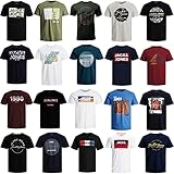 JACK & JONES T Shirt Herren 3er 6er 9er Mix Pakete Rundhals Tee Baumwollmix (3, XXXXL)