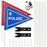 2 Stücke 180cm Fahrradfahne Feuerwehr und Polizei-Fahrradfahne Sicherheitswimpel Fahrradwimpel für Kinder Fahrrad Wimpel(Blau und Rot)