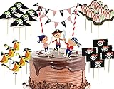 52 Stück Piraten Kuchen Deko, Piraten Tortendeko, Piraten Geburtstag Cupcake Deko, Piraten Muffin Deko, für Piratenparty Kindergeburtstag, Muffin Deko Junge, Kuchen Deko Geburtstag