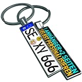 MINIDING Personalisierter Kennzeichen Schlüsselanhänger mit Name Logo Wunschtext Foto - Individueller Auto KFZ Schluesselanhaenger Wunschkennzeichen Nummernschild selbst anpassen