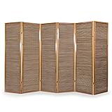 Homestyle4u 384 Paravent 6 teilig Raumteiler 6 Fach Holz Braun Shoji Bambus Trennwand Spanische Wand Sichtschutz faltbar
