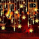 94 LED 1.8m Schneeflocke Lichterketten Warmweiß, Lichtervorhang Lichter Weihnachtsbeleuchtung mit 8 Modi und Timer für Weihnachten,Hochzeit, Garten,Geburtstagsfeiern, DIY Haus Mantel Dekoration