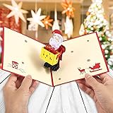 Pop-Up Karte Weihnachtsmann - Weihnachtskarten mit Umschlag Set,Geldgeschenk Weihnachten für Kinder, Frauen und Männer - Handgemachte Geschenkkarten für Freundin oder Freund