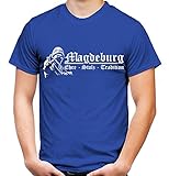 Magdeburg Ehre & Stolz Männer und Herren T-Shirt | Fussball Ultras Geschenk | M1 FB (Blau, XXL)
