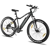 HILAND E-Bike 26 Zoll Fat Tire E-MTB Elektrofahrrad Aluminium E-Mountainbike Shimano 21 Gänge & Hinterradmotor für Damen und Herren 25 km/h Schwarz
