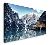 Paul Sinus Art Dolomiten Bergwelt in den Alpen 120x 60cm Panorama Leinwand Bild XXL Format Wandbilder Wohnzimmer Wohnung Deko Kunstdrucke