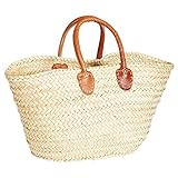 ORIGINAL Ibiza Tasche Korbtasche Strandtasche Cestino 55cm groß | Marokkanische Palmblatt Einkaufskorb Einkaufstasche geflochten XXL | Natur Shopper Umhängetasche Strohtasche für Damen und Herren