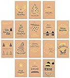 Edition Seidel Set 16 exklusive Premium Weihnachtskarten mit Briefumschlag gedruckt auf Kraftpapier (mit Goldprägung). Glückwunschkarte Weihnachten Karte Christmas Postkarte Weihnachtskarte