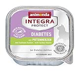 animonda Integra Protect Diabetes Katze, Diät Katzenfutter, Nassfutter bei Diabetes mellitus, mit Putenherzen, 16 x 100 g