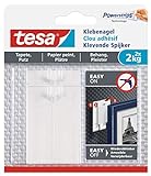 tesa Klebenagel für Tapeten und Putz/Selbstklebende Nägel für empfindliche Oberflächen/Leicht anzubringen und zu entfernen - rückstandslos / 2 x 2kg Halteleistung