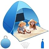 ZOUFRIDN Pop Up Strandzelt Klein (für 1-3 Personen) / Groß (für 2-4 Personen) Doppelreißverschluss UV-Schutz Tragbar Extra Leicht Garten BBQ Wandern Z