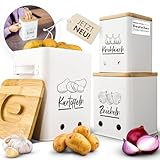 Lodgine® Kartoffel Aufbewahrungsbox [3er Set] - Ein echter Hingucker in deiner Küche! - Schaffe Ordnung mit diesem stylischen Vorratsdosen Set und begeistere Freunde und F