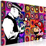 murando - Bilder Abstrakt 60x40 cm Leinwandbild 1 tlg Kunstdruck modern Wanbilder XXL Wanddekoration Design Wand Bild Banksy Super Mario Mushroom Cop a'la Kandinsky l-C-10016-b-a