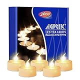 AGPTEK 24 Warm weiß Flackernde Flammenlose LED Teelicht Kerzen mit Timer-Funktion (Auto 6 Stunden On und 18 Stunde Off nach Turing auf) für Hochzeit/Party Dekorationen,Batteriebetriebene Kerzen