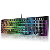 Mechanical Gaming Tastatur mit 20 RGB-Modi Beleuchtung, kabelgebundene Tastatur 100% Anti-Ghosting-Tastatur mit Blauer Schaltern, Keycap Semi-Submers-Design für Windows PC/MAC Gamer