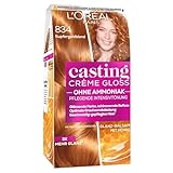 L'Oréal Paris Coloration ohne Ammoniak und Silikone, Pflegende Intensivtönung mit Glanz-Reflex-Balsam, Casting Crème Gloss Haarfarbe, Nr. 834 Kupfergoldblond, 1 Stück