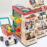 Pretend & Play Taschenrechner Kasse Registrierkasse, Spielzeugkasse für Kinder, Spielkasse, Kinderkasse mit Scanner Lernstück Pretend Store (668-76)