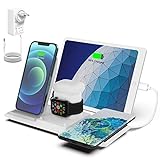 NANAMI Kabelloses Ladestation, QI Wireless Charger, 5 in 1 drahtlose Ladegerät (mit 36W DC Netzteil) für Apple Watch 7/6/5/4/3/2,AirPods Pro,iPhone 13/12//11/XS Max/XR/X/8/8 Plus,Galaxy S21/S20/S10/S9