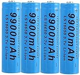 18650 Wiederaufladbare Batterie Lithium Ion 3.7V 9900 mAh Batterien mit großer Kapazität für LED-Taschenlampe Notbeleuchtung elektronische Geräte-4 Stück