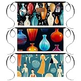 HemaKayy 3 Stück Polyester-Leinen-Schürzen mit 3 Taschen, kurze Kellner-Taillenschürze, 30,5 cm, Bowlingkugeln, niedlich, multi, 23.6x12in/60x30.5