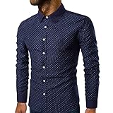 YFQHDD Mode Business Hemd Männer Langarm Revers Kragen High Street Stilvolle Fitness Herren Casual Shirts Herbst Kleidung (Color : Blue, Size : S Code)