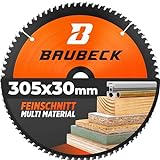 BAUBECK Sägeblatt 305x30 Holz Kappsäge - Multi Material Feinschnitt - Kappsäge 305mm Sägeblatt für Holz, Aluminium uvm. - Sägeblatt 305 kompatibel mit Bosch GCM 12, GTM 12, Metabo KGS 305 uvm.