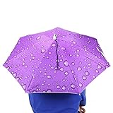 Jeanoko Headwear Cap RegenschirmHead Hüte, Klappschirm Platzsparender Angelschirm angenehm zu tragen mit Regenschirm Partyhut für Strand(Regentropfen lila)