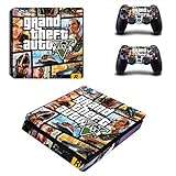 PlayStation 4 Slim GTA 5 Console Skin, Decal, Vinyl, Sticker, Faceplate - Console and 2 Controllers - Protective Cover PS4 Slim Grand Theft Auto 5