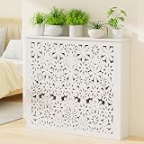 Moderne Heizkörperabdeckung mit Lüftungsgitter und Regal, Holzaufbewahrung, Schrank für Wohnzimmer, Schlafzimmer und Flur, Dekoration, 70 x 70 x 20 cm, Weiß