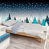 Aufkleber leuchtet im Dunkeln – Dekoration für Babyzimmer – Riesensticker Skandinavische Berge Tipika