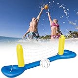 Ginkago Aufblasbar Pool Volleybal Game, Sommer Pool Beach Wasserballspiel Volleyball Netz Spielzeug (Blue)
