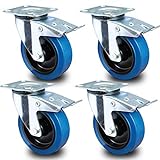 PRIOstahl® Transportrollen Lenkrolle mit Bremse blau | 125mm| blue wheels | Lenkrolle mit Bremse (4 Rollen)