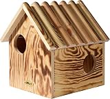dobar® 22231FSCe Eichhörnchenkobel - Eichhörnchenhaus aus Massivholz - Futterhaus für Eichhörnchen - Eichhörnchen Schlafhaus mit 3 Eingängen - 26 x 26 x 29 cm - G